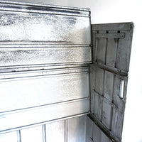 VINTAGE ALUMINIUM SHELVING UNIT ON WHEELS