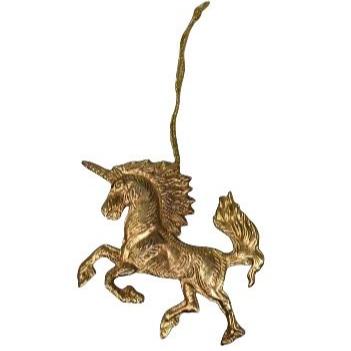 EMBOSSED BRASS UNICORN DECORATION