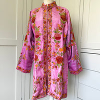 KASHMIRI EMBROIDERED SILK JACKET | PINK