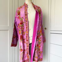 KASHMIRI EMBROIDERED SILK JACKET | PINK