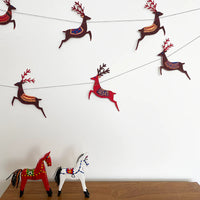 HAND PRINTED REINDEER GARLAND