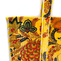 QUILTED VELVET SHOPPER TOTE | YELLOW FLORAL