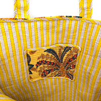 QUILTED VELVET SHOPPER TOTE | YELLOW FLORAL