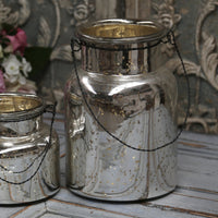 SILVERED HANGING HURRICANE LAMP