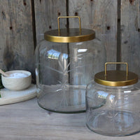 GLASS JAR WITH BRASS LID