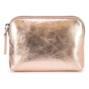 METALLIC LEATHER COIN PURSE | ROSE GOLD