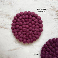 HANDMADE ECO FELT BALL COASTER | MULBERRY PURPLE