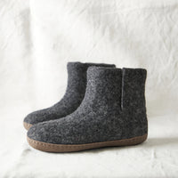 HANDMADE FELT UNISEX SLIPPER BOOT | DARK GREY | UK4 EU37
