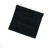 FOLD OVER CLUTCH WITH ZIP | BLACK SUEDE