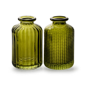 GREEN GLASS BOTTLE JAZZ VASE | 2 DESIGNS