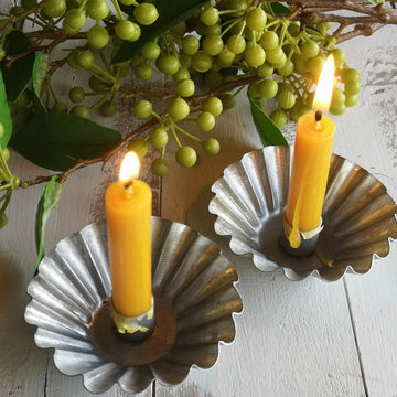 ROUND FLUTED ZINC TAPER CANDLE HOLDER
