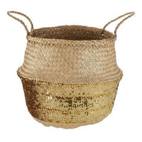 SEAGRASS SEQUIN BASKET | GOLD