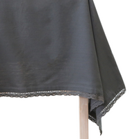 DARK GREY TABLECLOTH | LACE EDGE