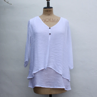 BAMBOO TWO BUTTON SPLIT FRONT LYNN TOP | AVOCADO | S|M