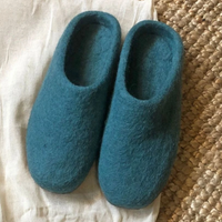 HANDMADE ECO FELT MULE SLIPPERS SUEDE SOLE | TEAL GREEN | UK4 EU37