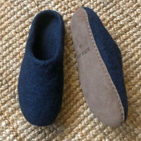 HANDMADE ECO FELT MULE SLIPPERS SUEDE SOLE | NAVY BLUE | UK4 EU37