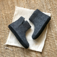 HANDMADE FELT UNISEX SLIPPER BOOT | DARK GREY | UK4 EU37