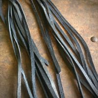 BLACK LEATHER HOOP & TASSEL EARRINGS