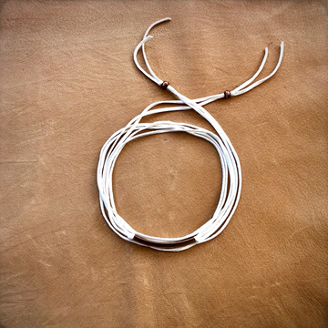 WHITE LEATHER WRAP CHOKER WITH COPPER BEADS