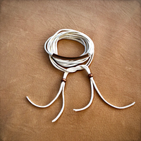 WHITE LEATHER WRAP CHOKER WITH COPPER BEADS