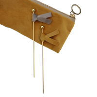 GOLD FOOD TOPPERS WITH OCHRE & GREY VELVET RIBBONS