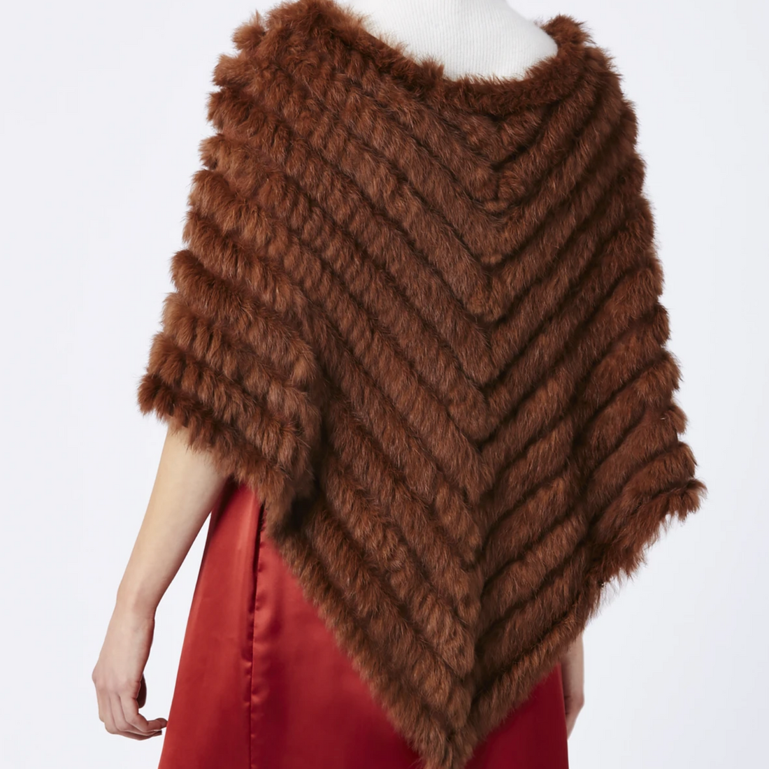 CONEY FUR PONCHO WITH CASHMERE LINING | CHOCOLATE