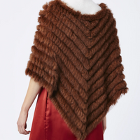 CONEY FUR PONCHO WITH CASHMERE LINING | CHOCOLATE