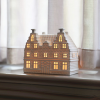 LARGE WHITE AMSTERDAM CANAL HOUSE TEALIGHT HOLDER | DOUBLE FRONTED STAIRS