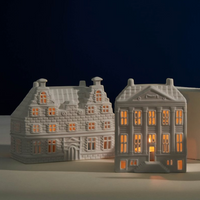 LARGE WHITE AMSTERDAM CANAL HOUSE TEALIGHT HOLDER | HERENHUIS|MANSION