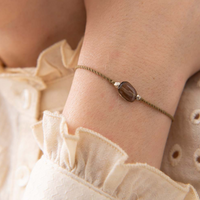 GEMSTONE CARD BRACELET | SMOKEY QUARTZ SILVER