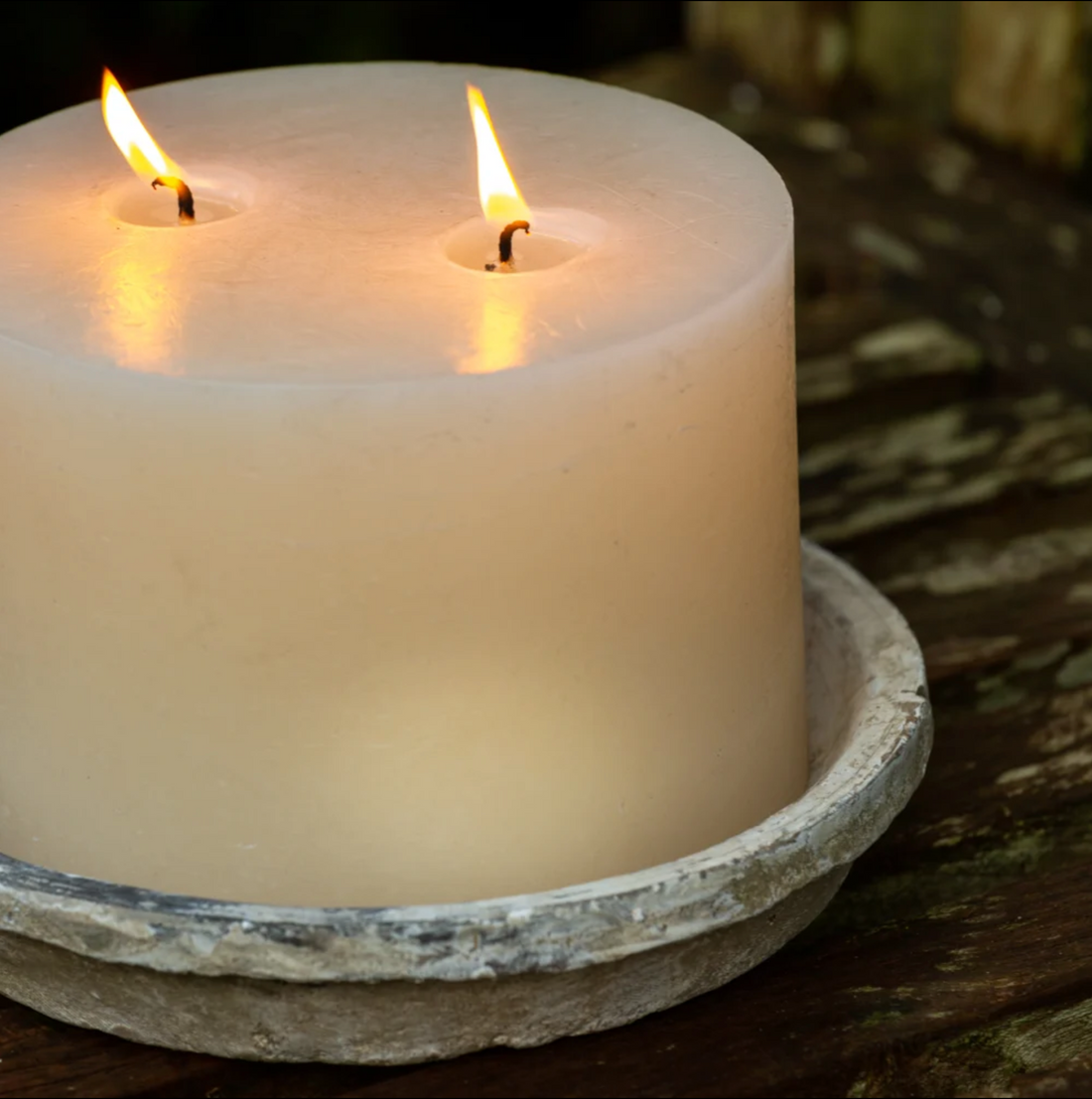 RUSTIC PILLAR 2 WICK CANDLE | IVORY