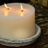 RUSTIC PILLAR 2 WICK CANDLE | IVORY