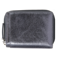 SMALL METALLIC LEATHER LADIES WALLET PURSE | BLACK