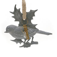 WALTHER & CO ZINC ROBIN WITH HOLLY