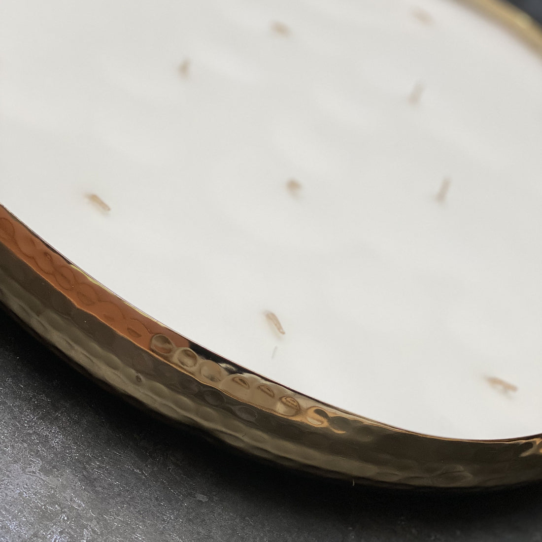 LARGE 16 WICK SCENTED CANDLE IN HAMMERED GOLD BRASS DISH | BALSAM FOREST