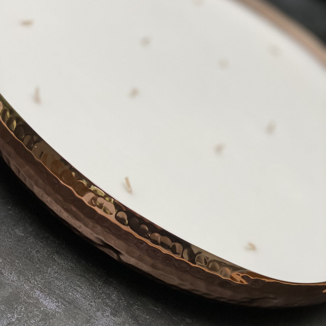 LARGE 16 WICK SCENTED CANDLE IN HAMMERED ROSE GOLD DISH | ORANGE BERGAMOT