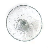 TALL PRESSED GLASS CAKESTAND WITH VELVET EDGE