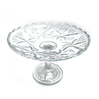 TALL PRESSED GLASS CAKESTAND WITH VELVET EDGE