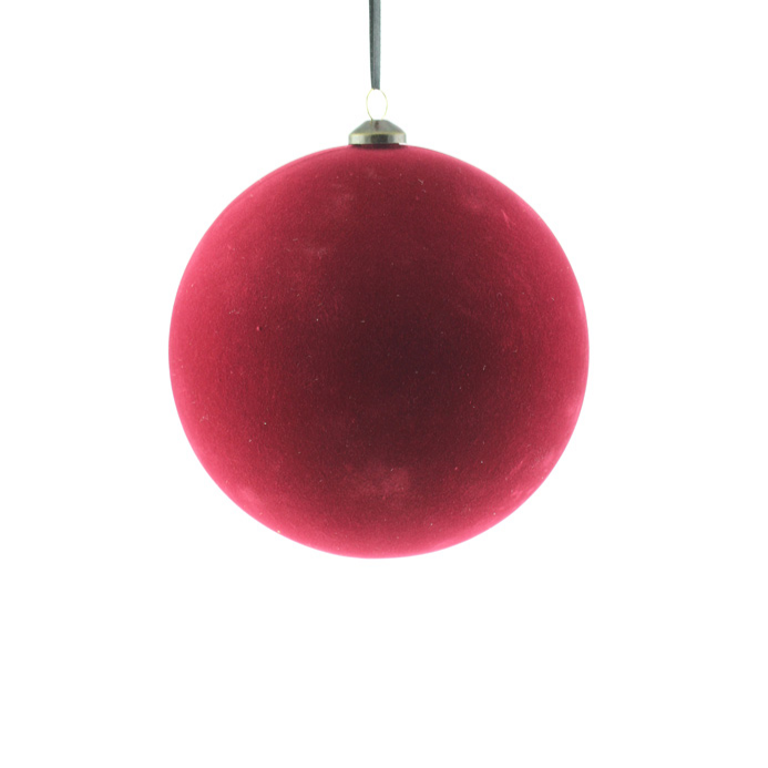 FLOCKED HANGING BALL 15cm | BURGUNDY