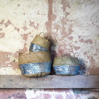 SEAGRASS SEQUIN BASKET | SILVER