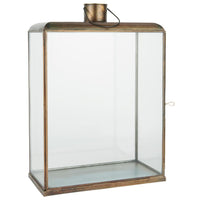 LARGE ANTIQUED BRASS & GLASS LANTERN