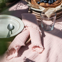 100% COTTON DOUBLE WEAVE NAPKIN WITH FRAYED EDGE | BLUSH PINK