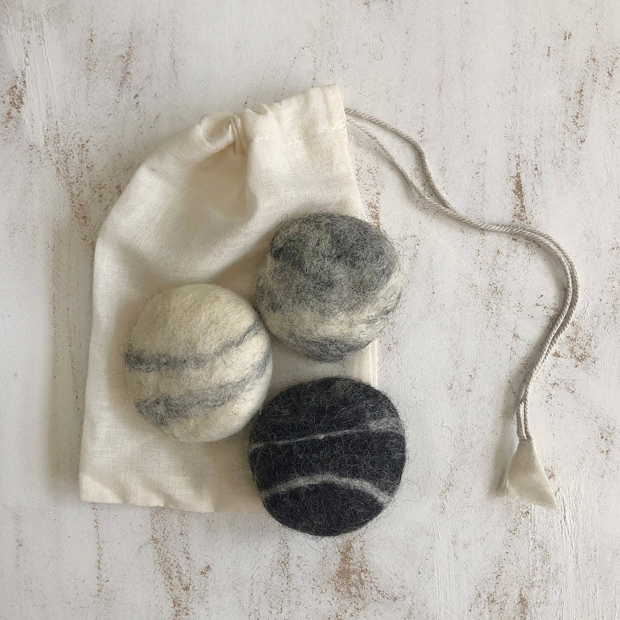 NATURAL WOOL FELTED SOAP PEBBLE GIFT SET | 3 PIECES