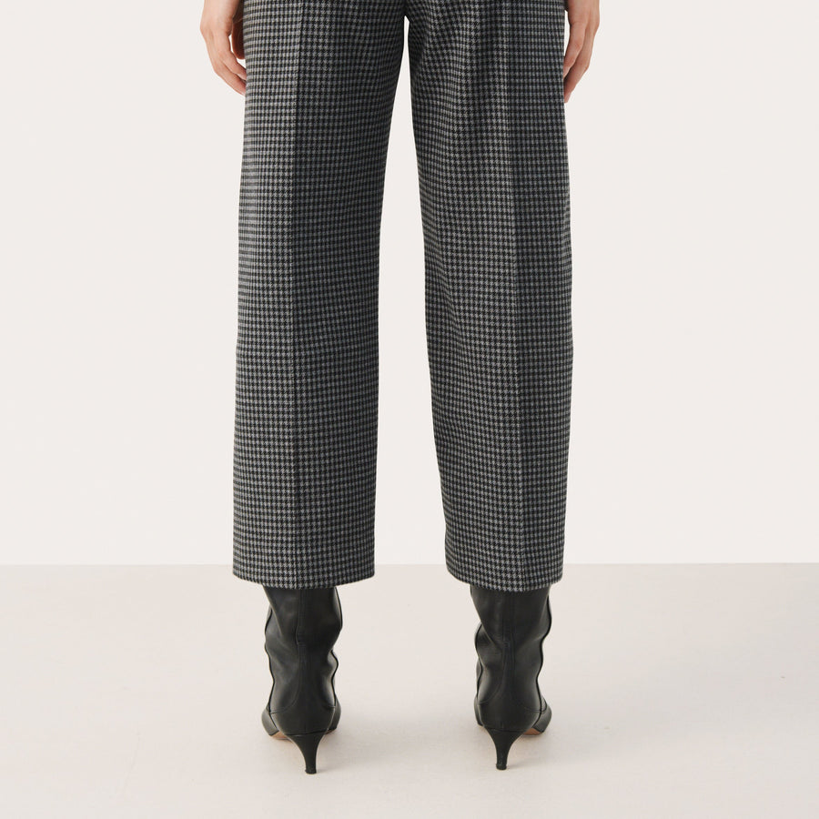 PART TWO ILISAN MIDI TROUSERS | DARK GREY HOUNDSTOOTH CHECK