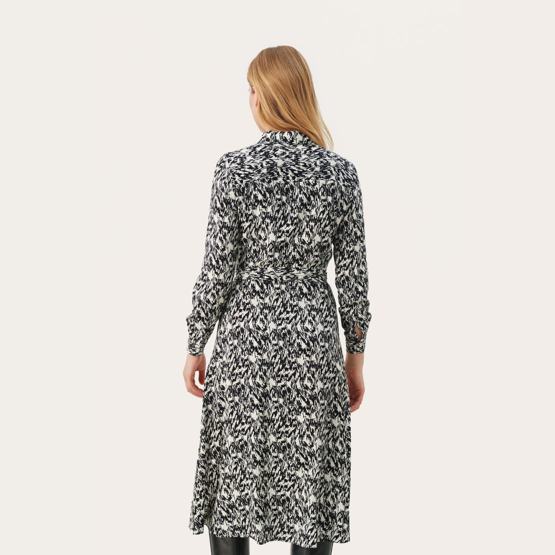 PART TWO SHELBY DRESS | BLACK TEXTURE PRINT