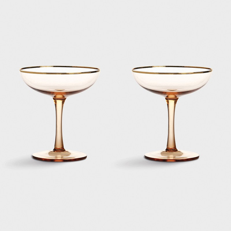 PINK CHAMPAGNE COUPE GLASSES | SET 2