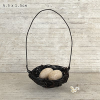 WIRE NEST WITH WOODEN EGGS | PLAIN