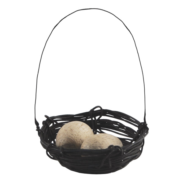 WIRE NEST WITH WOODEN EGGS | PLAIN