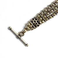 INDIAN SILVER BEADED THREE STRAND BRACELET