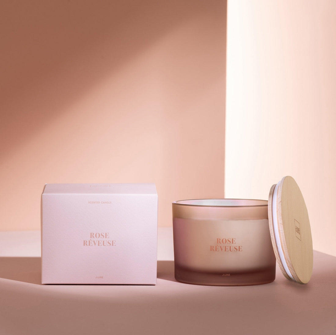 LARGE SCENTED 3 WICK CANDLE IN FROSTED GLASS |  ROSE REVEUSE